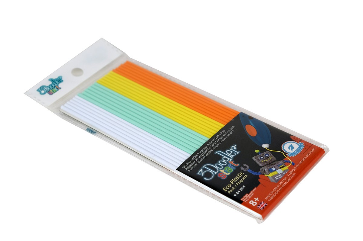 3Doodler Start Plast Mixpack Fire & Ice Vit, Mint, gul, orange 24st